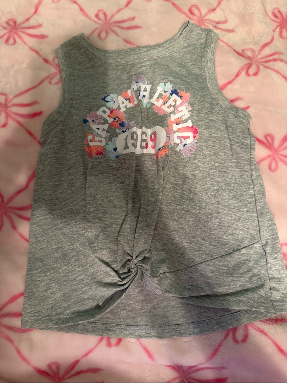 GAP Gray Girls' Graphic Tank Top with Floral Accents